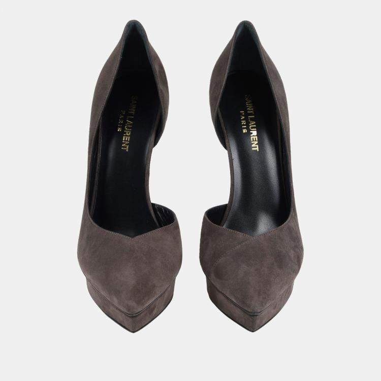 Pre Owned Saint Laurent Brown Suede D'orsay Pumps 40