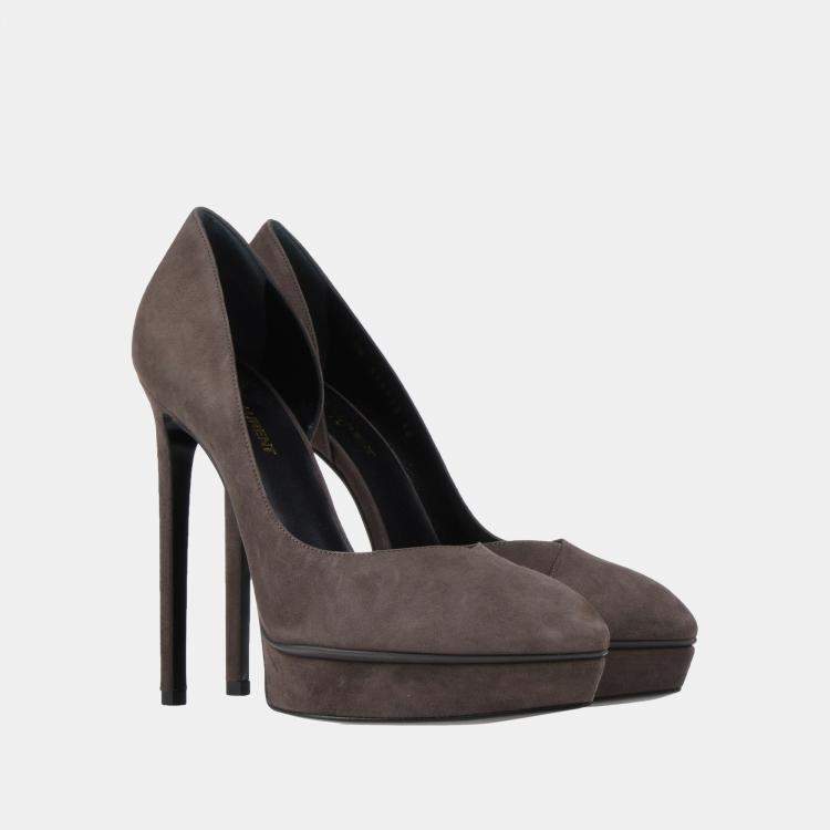 Pre Owned Saint Laurent Brown Suede D'orsay Pumps 40