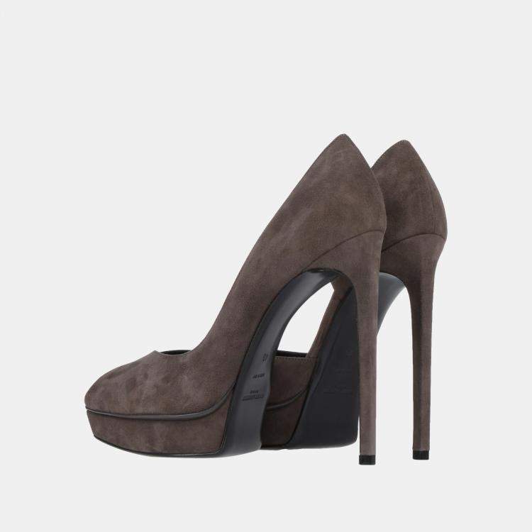 Pre Owned Saint Laurent Brown Suede D'orsay Pumps 40