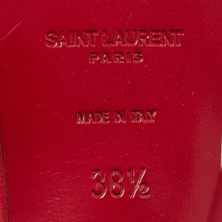 Pre Owned Saint Laurent Red Leather Tribute Sandals Size 38.5