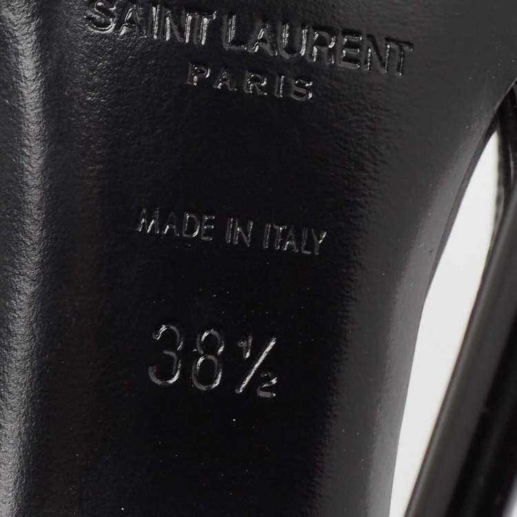 Pre Owned Saint Laurent Black Patent Leather George Slingback Pumps Size 38.5