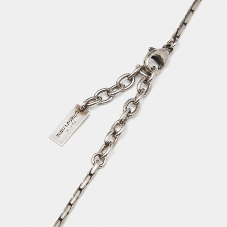 Pre Owned Saint Laurent Paris Silver Tone Necklace