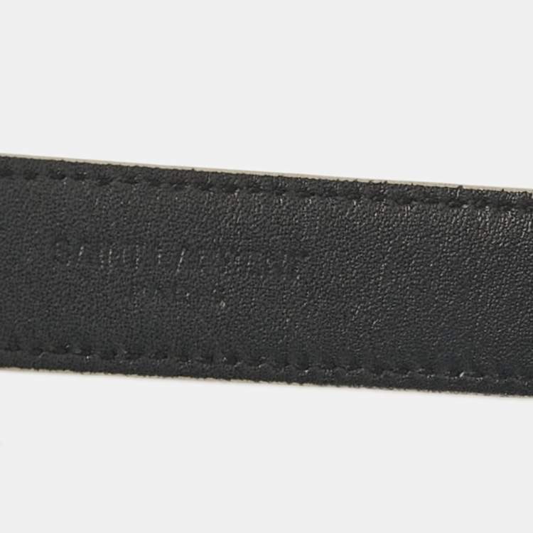 Pre Owned Saint Laurent Beige Leather Monogram Square Buckle Belt 70CM