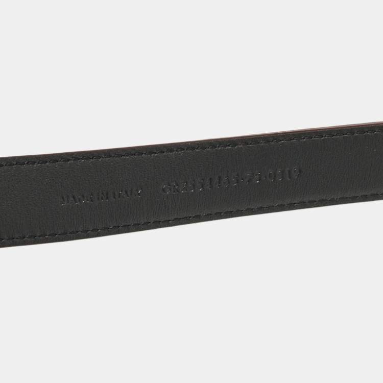 Pre Owned Saint Laurent Burgundy Leather Buckle Slim Belt 75 CM