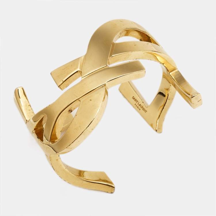 Pre Owned Saint Laurent Opyum Gold Tone Open Cuff Bracelet