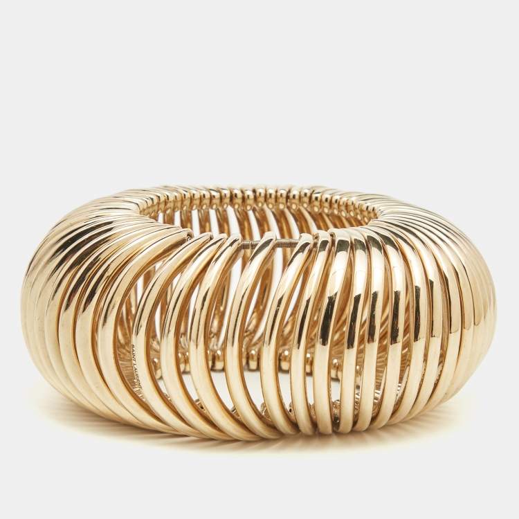Pre Owned Saint Laurent Gold Tone Spring Bracelet