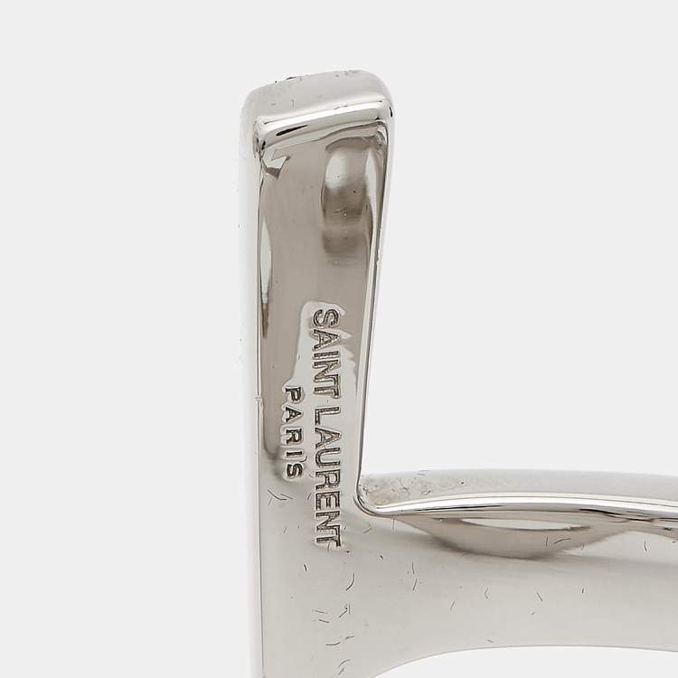 Pre Owned Saint Laurent Opyum Silver Tone Open Cuff Bracelet