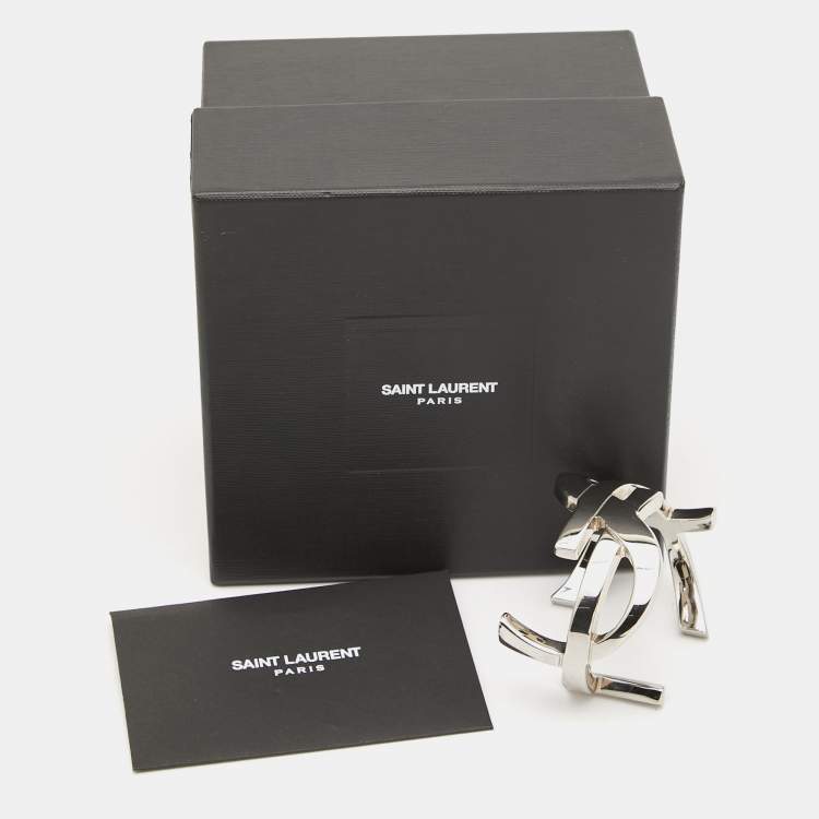 Pre Owned Saint Laurent Opyum Silver Tone Open Cuff Bracelet