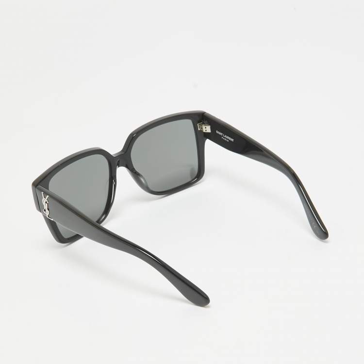 Pre Owned Saint Laurent Black/Silver SLM9 001 Mirror Square Sunglasses