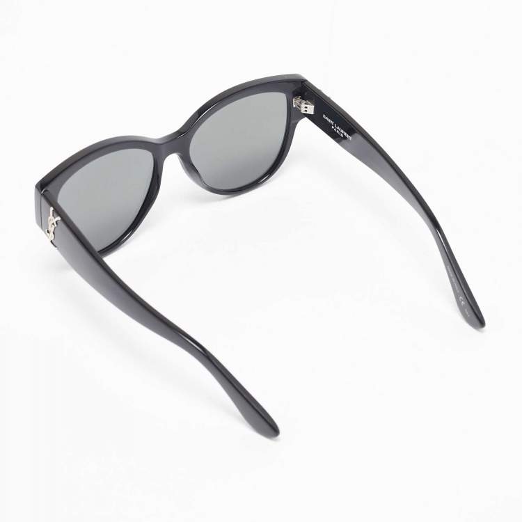 Pre Owned Saint Laurent Black/Grey Mirrored SLM3 Cat-Eye Sunglasses