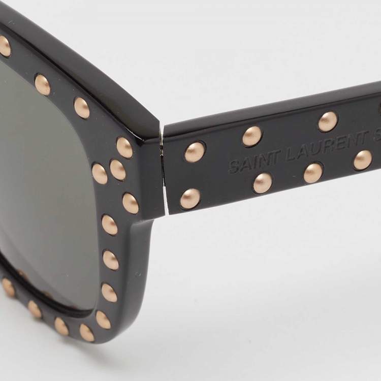 Pre Owned Saint Laurent Black SL100 Lou Studded Square Sunglasses
