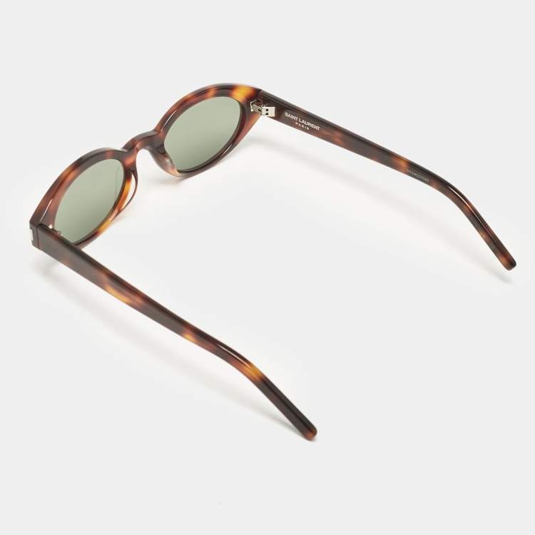 Pre Owned Saint Laurent Tortoise/Green SL567 Oval Sunglasses