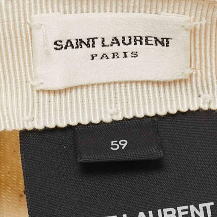 Pre Owned Saint Laurent Paris Beige SL Applique Cotton Baseball Cap 59 cm