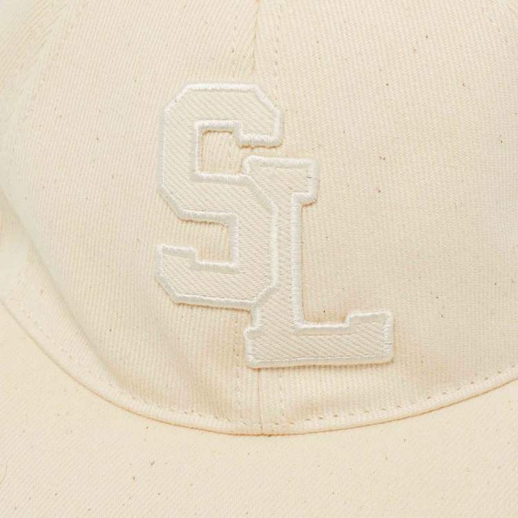 Pre Owned Saint Laurent Paris Beige SL Applique Cotton Baseball Cap 59 cm