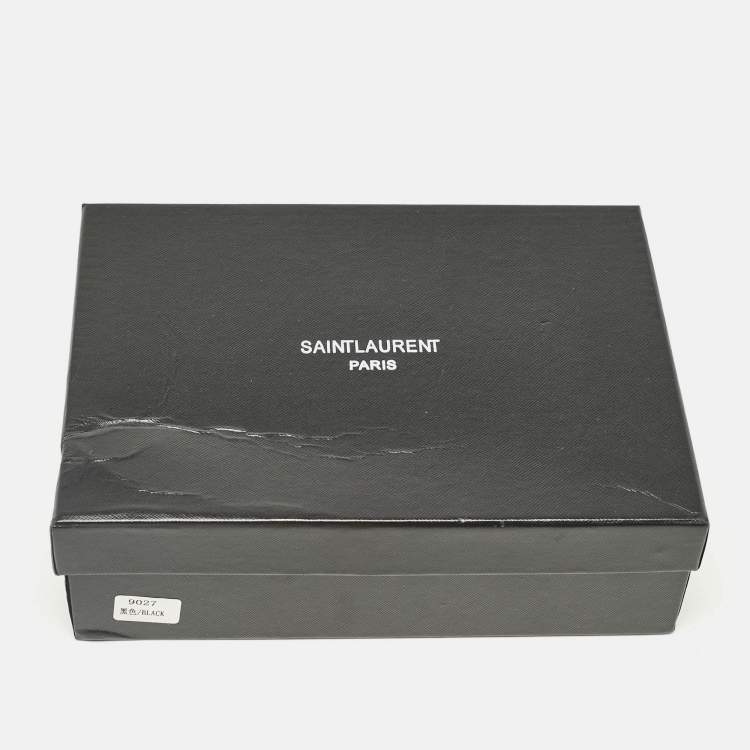 Pre Owned Saint Laurent Paris Black Revolver Print Cashmere Voile Scarf 