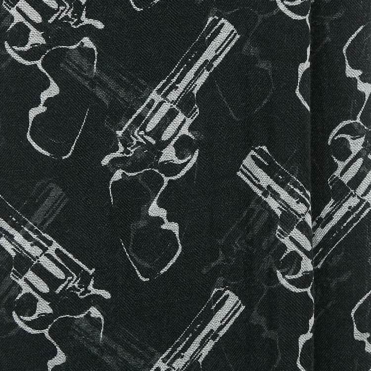 Pre Owned Saint Laurent Paris Black Revolver Print Cashmere Voile Scarf 