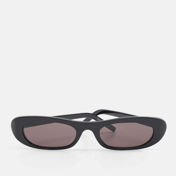 Pre Owned Saint Laurent Black SL 557 Shade Oval Sunglasses