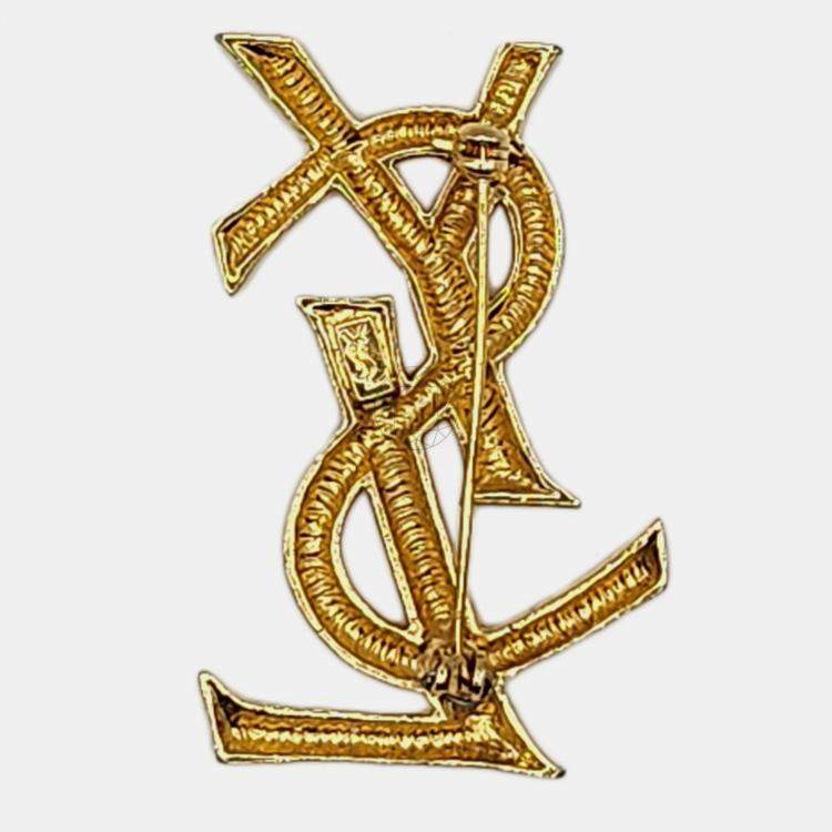 Pre Owned Yves Saint Laurent Gold YSL Brooch