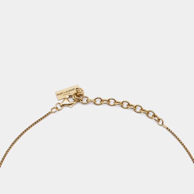Pre Owned Saint Laurent Love Gold Tone Pendant Necklace