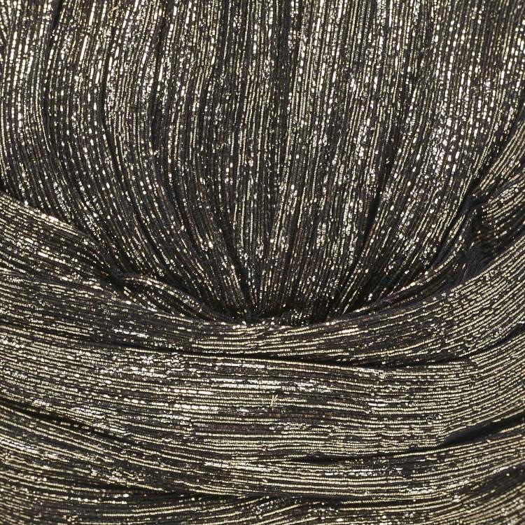 Pre Owned Saint Laurent Metallic Lurex Silk Blend Knotted Turban S