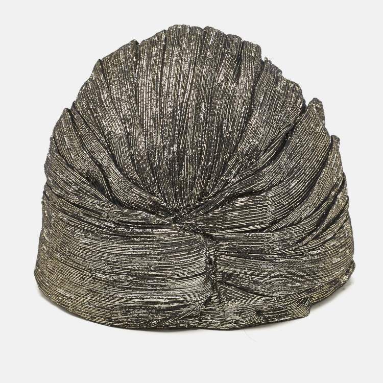 Pre Owned Saint Laurent Metallic Lurex Silk Blend Knotted Turban S