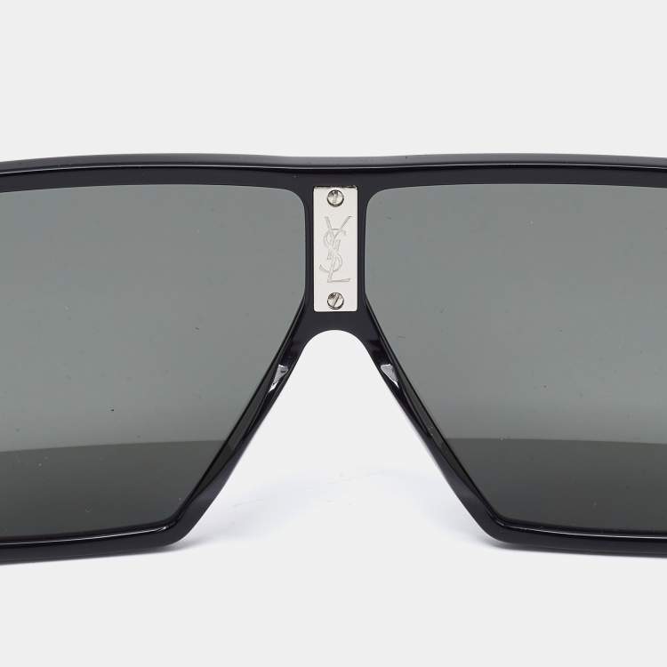 Pre Owned Saint Laurent Black SL 183 Betty Half Mirror Oversized Sunglasses
