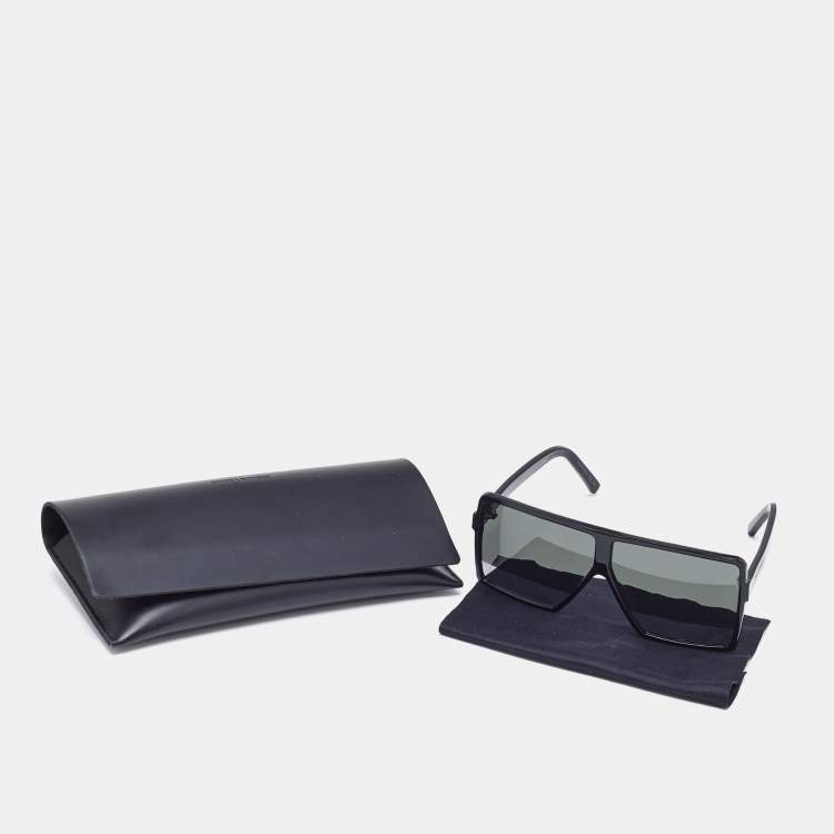 Pre Owned Saint Laurent Black SL 183 Betty Half Mirror Oversized Sunglasses