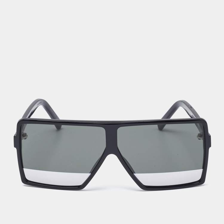 Pre Owned Saint Laurent Black SL 183 Betty Half Mirror Oversized Sunglasses