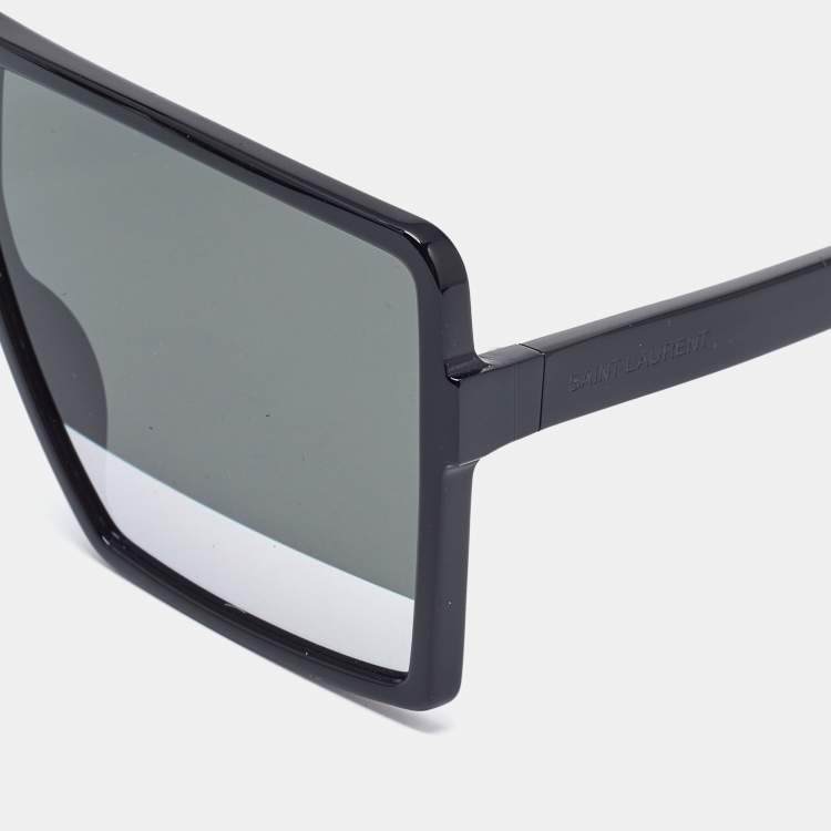 Pre Owned Saint Laurent Black SL 183 Betty Half Mirror Oversized Sunglasses