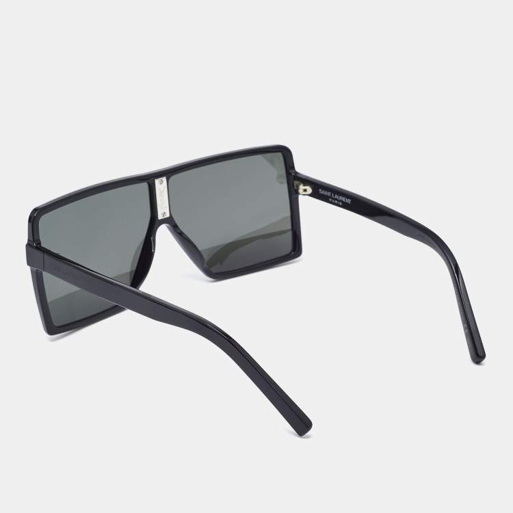 Pre Owned Saint Laurent Black SL 183 Betty Half Mirror Oversized Sunglasses