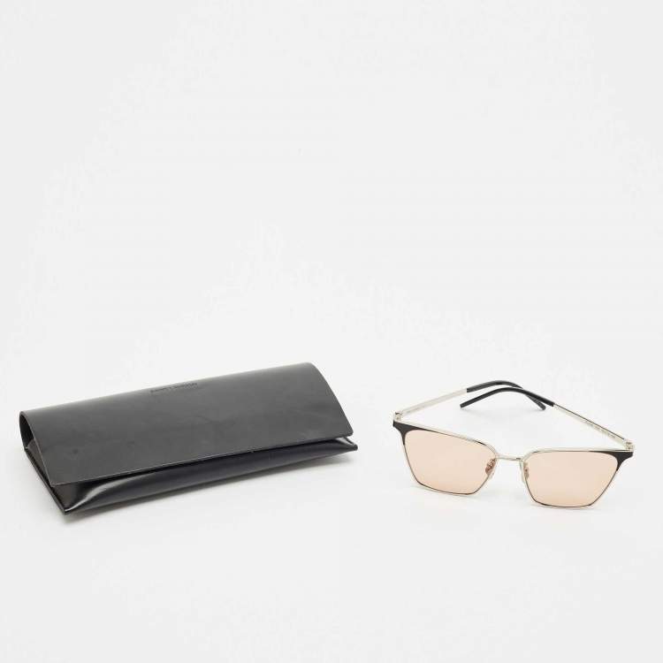 Pre Owned Saint Laurent Silver/Peach SL429 New Wave Square Sunglasses