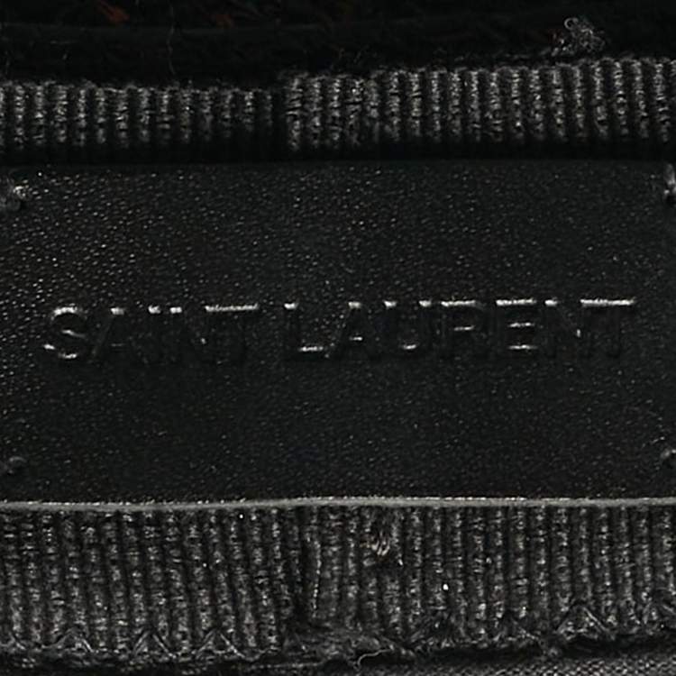 Pre Owned Saint Laurent Paris Black Canotier Lacquered Straw Boater Hat S
