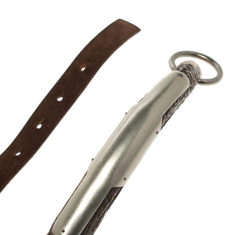 Pre Owned Saint Laurent Paris Brown Leather Horn Bag Shoulder Strap
