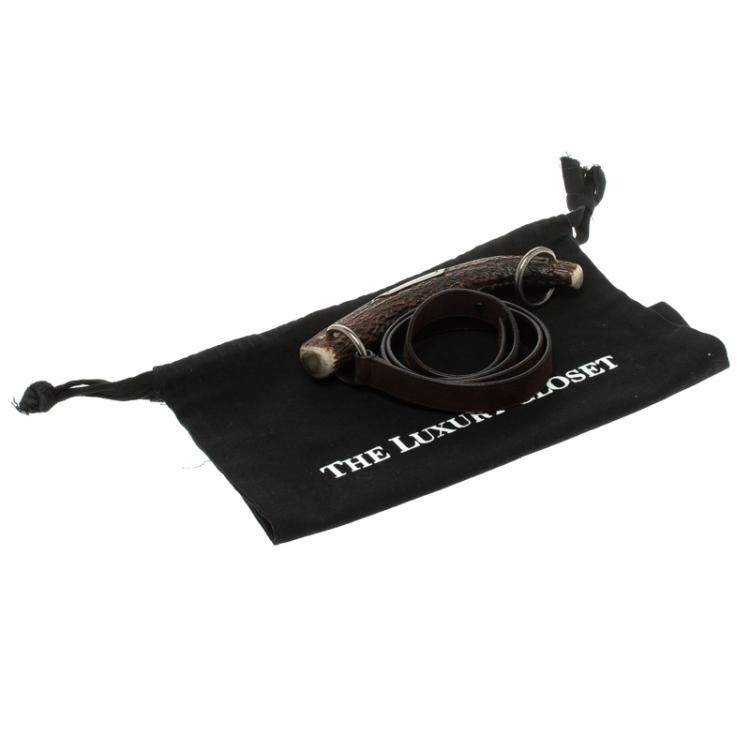 Pre Owned Saint Laurent Paris Brown Leather Horn Bag Shoulder Strap