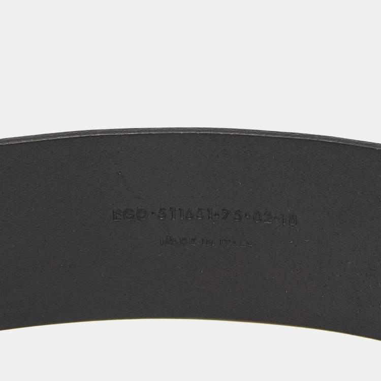 Pre Owned Saint Laurent Black Leather Buckle Waist Belt 75CM