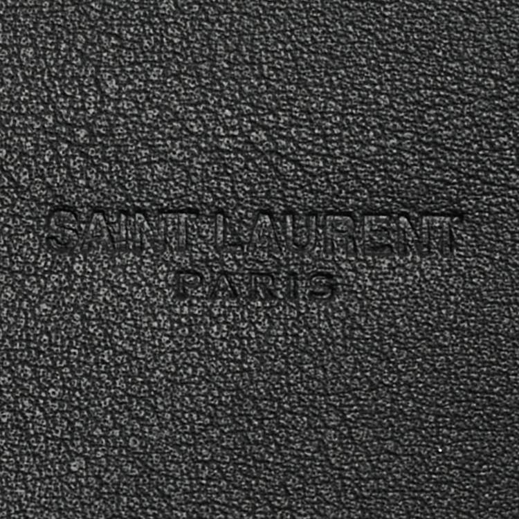 Pre Owned Saint Laurent Black Leather Cabochon Belt 85CM
