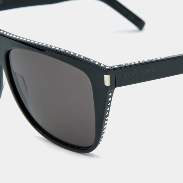 Pre Owned Saint Laurent Black SL1 022 Flattop Square Sunglasses