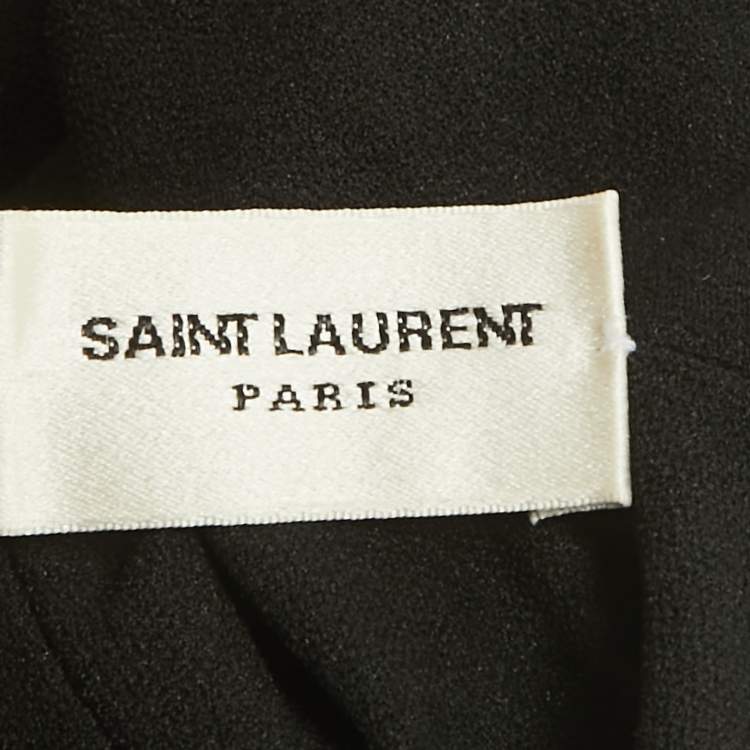 Pre Owned Saint Laurent Paris Black Embellished Velvet Beanie One Size