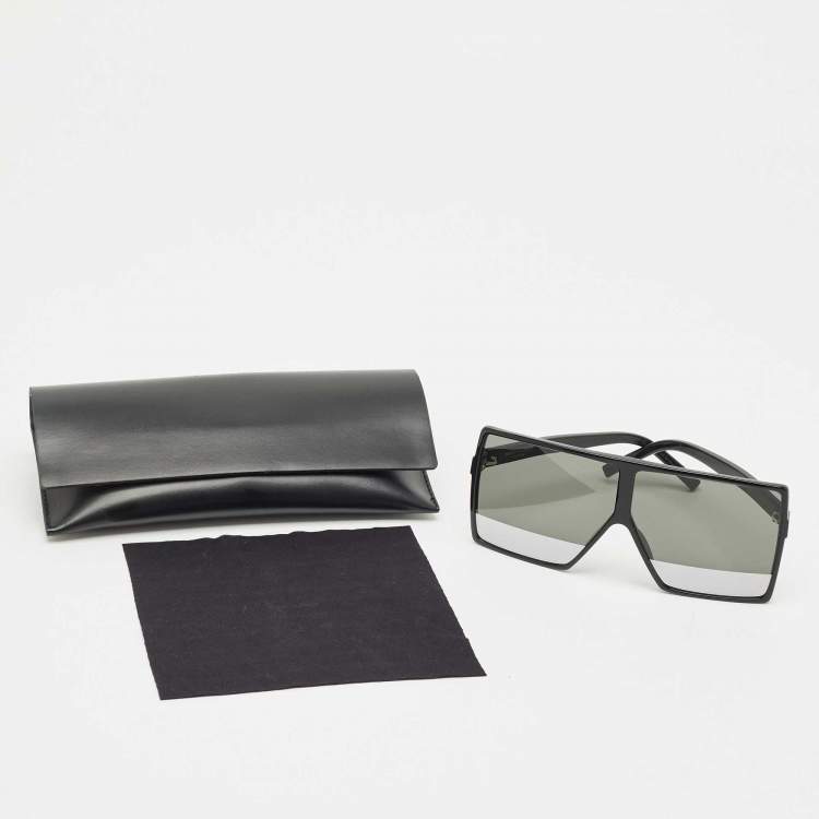 Pre Owned Saint Laurent Black/Silver SL183 Betty Shield Sunglasses