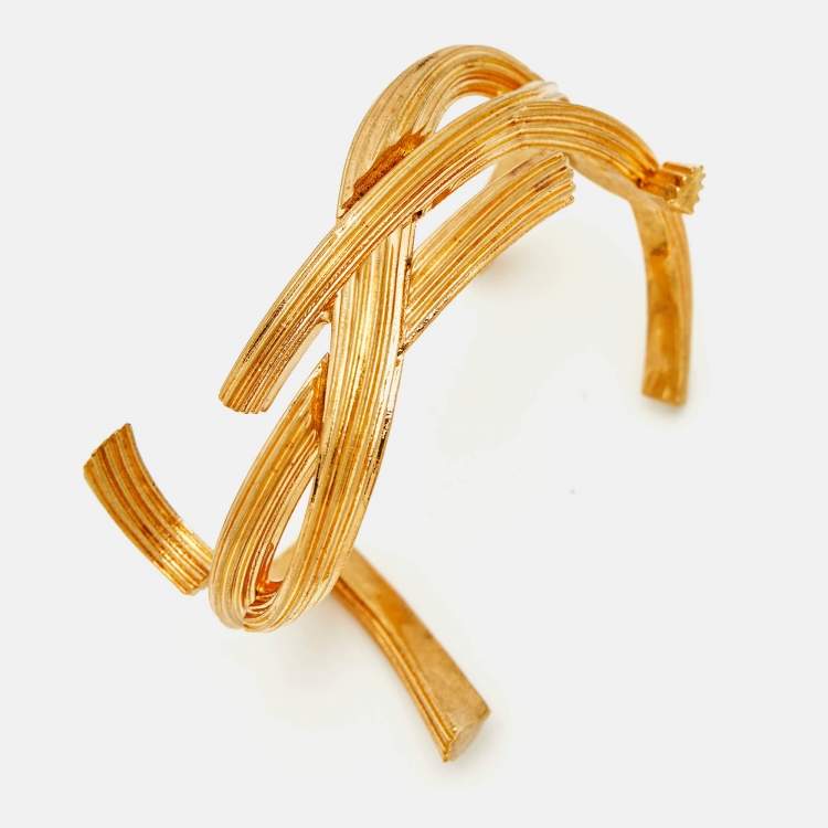Pre Owned Saint Laurent Monogram Gold Tone Bracelet