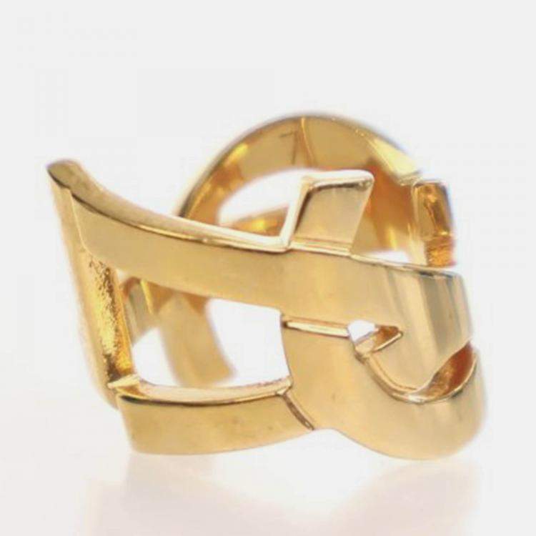 Pre Owned Saint Laurent Logo Ring Sz 7