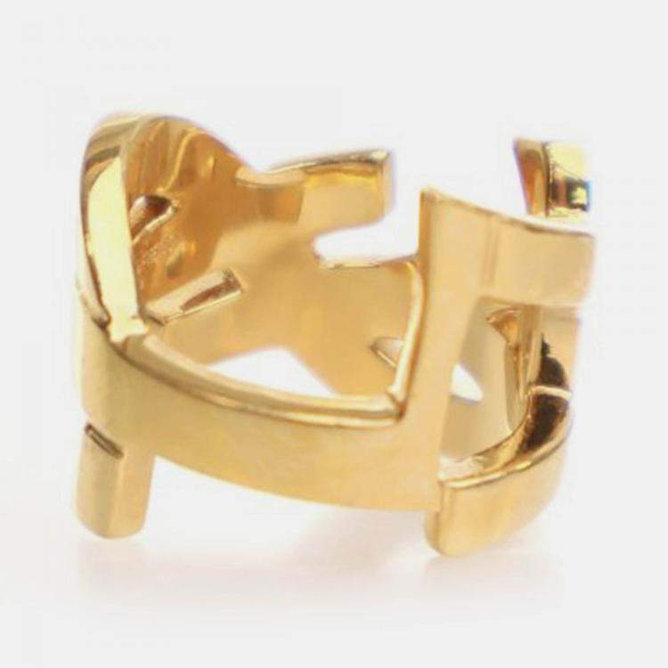 Pre Owned Saint Laurent Logo Ring Sz 7