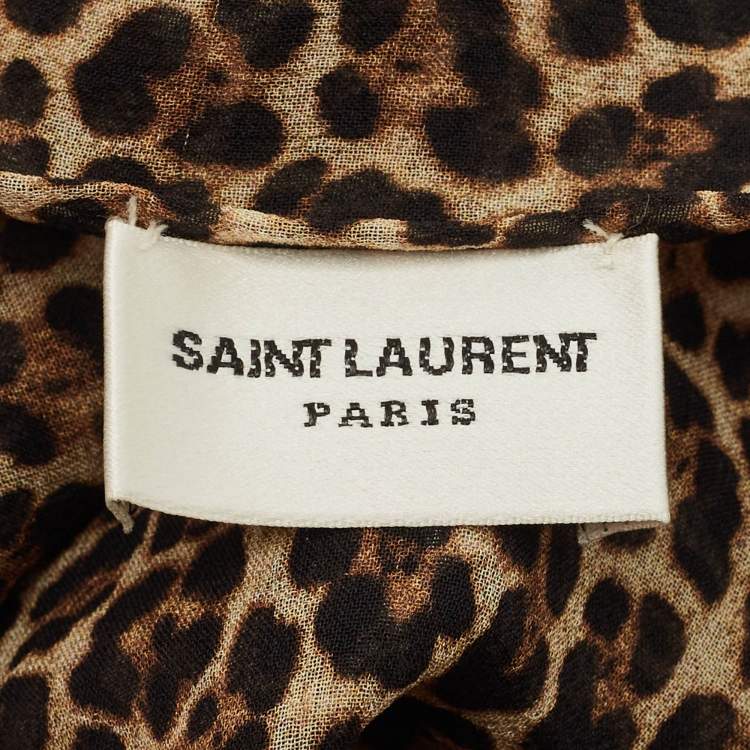 Pre Owned باندو طويل حرير طبعة فهد بني سان لوران باريس