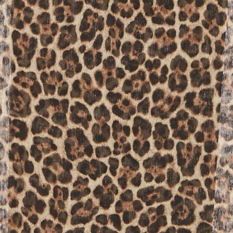 Pre Owned باندو طويل حرير طبعة فهد بني سان لوران باريس