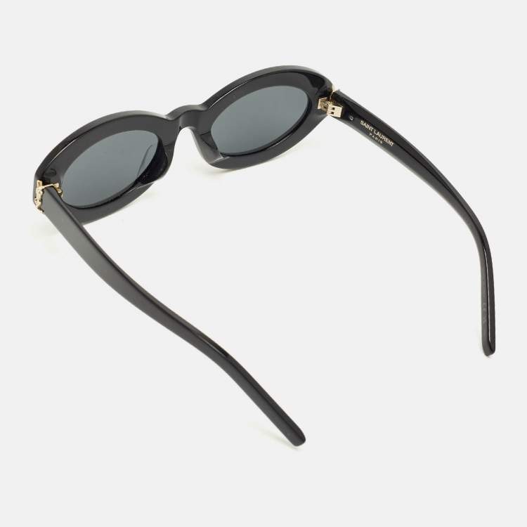 Pre Owned Saint Laurent Black SLM136 Monogram Frame Oval Sunglasses