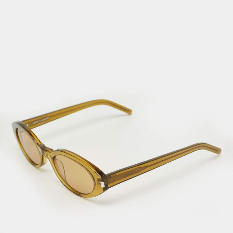 Pre Owned Saint Laurent Green SD567 Oval Sunglasses