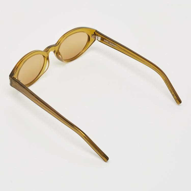 Pre Owned Saint Laurent Green SD567 Oval Sunglasses