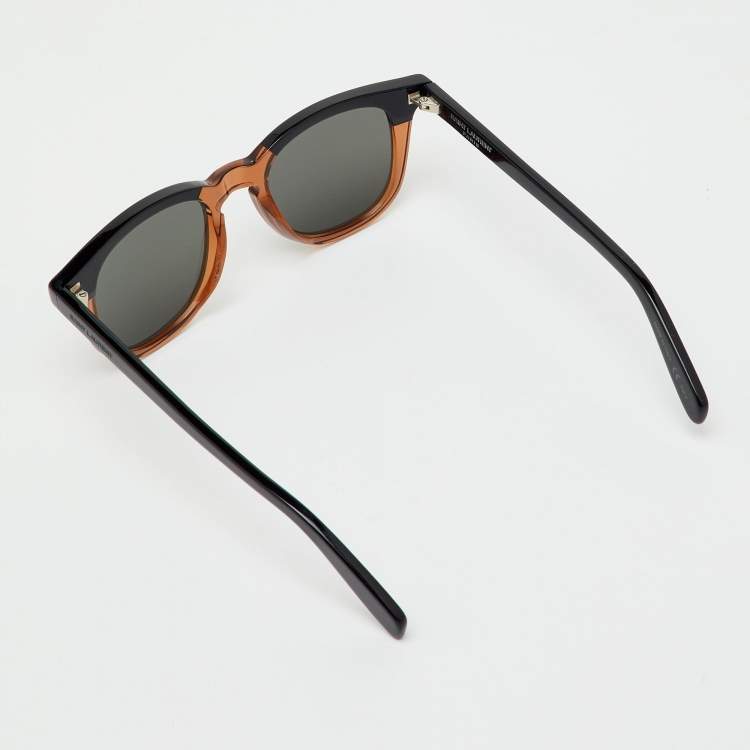 Pre Owned Saint Laurent Black/Brown SL 143 003 Frame Square Sunglasses