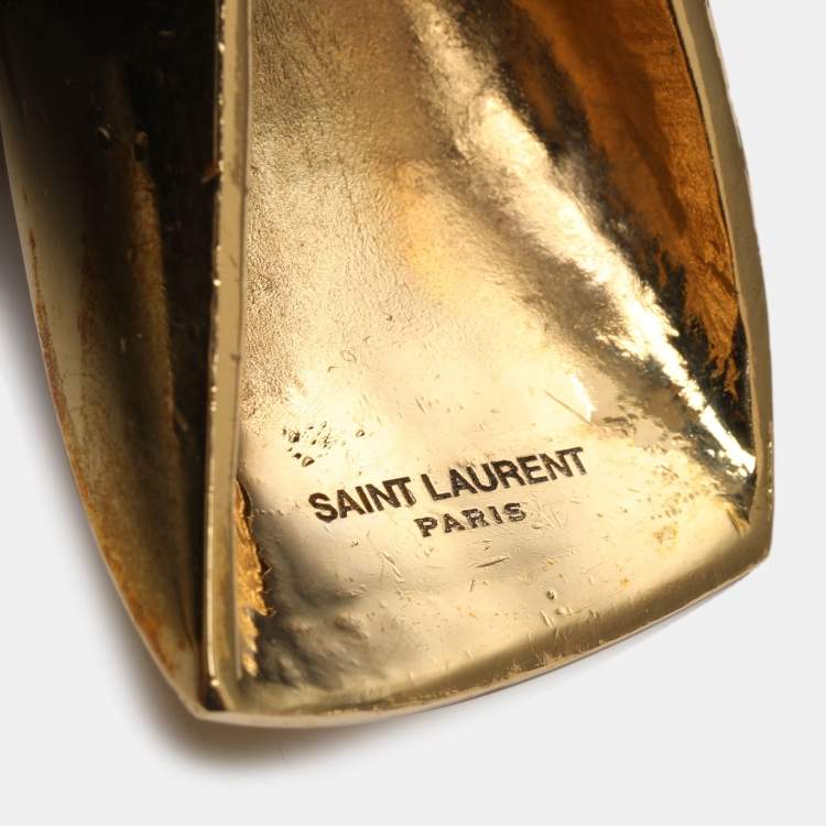 Pre Owned Saint Laurent Gold Tone Metal Comet Clip On Earrings