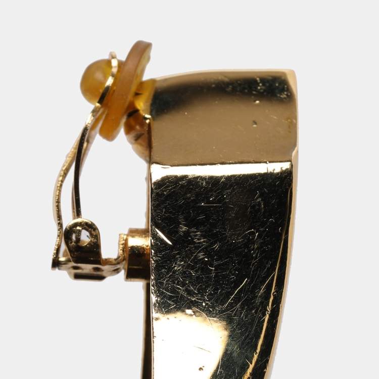 Pre Owned Saint Laurent Gold Tone Metal Comet Clip On Earrings